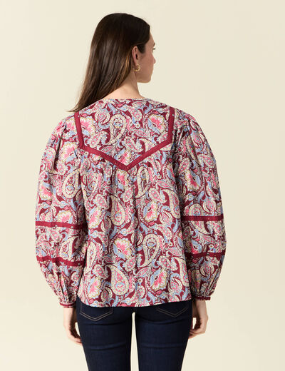 Blouse manches longues bordeaux femme