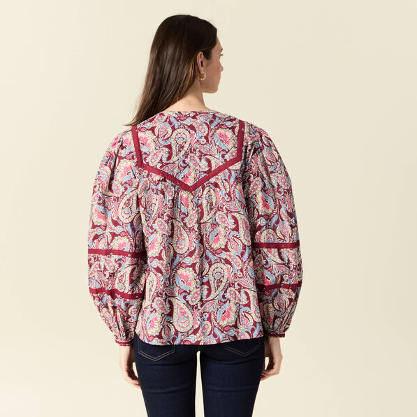 Blouse manches longues bordeaux femme