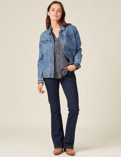 Chemise manches longues bleu femme