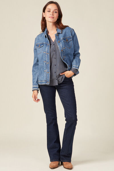 Chemise manches longues bleu femme