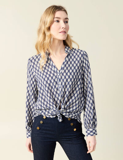 Blouse manches longues bleu femme