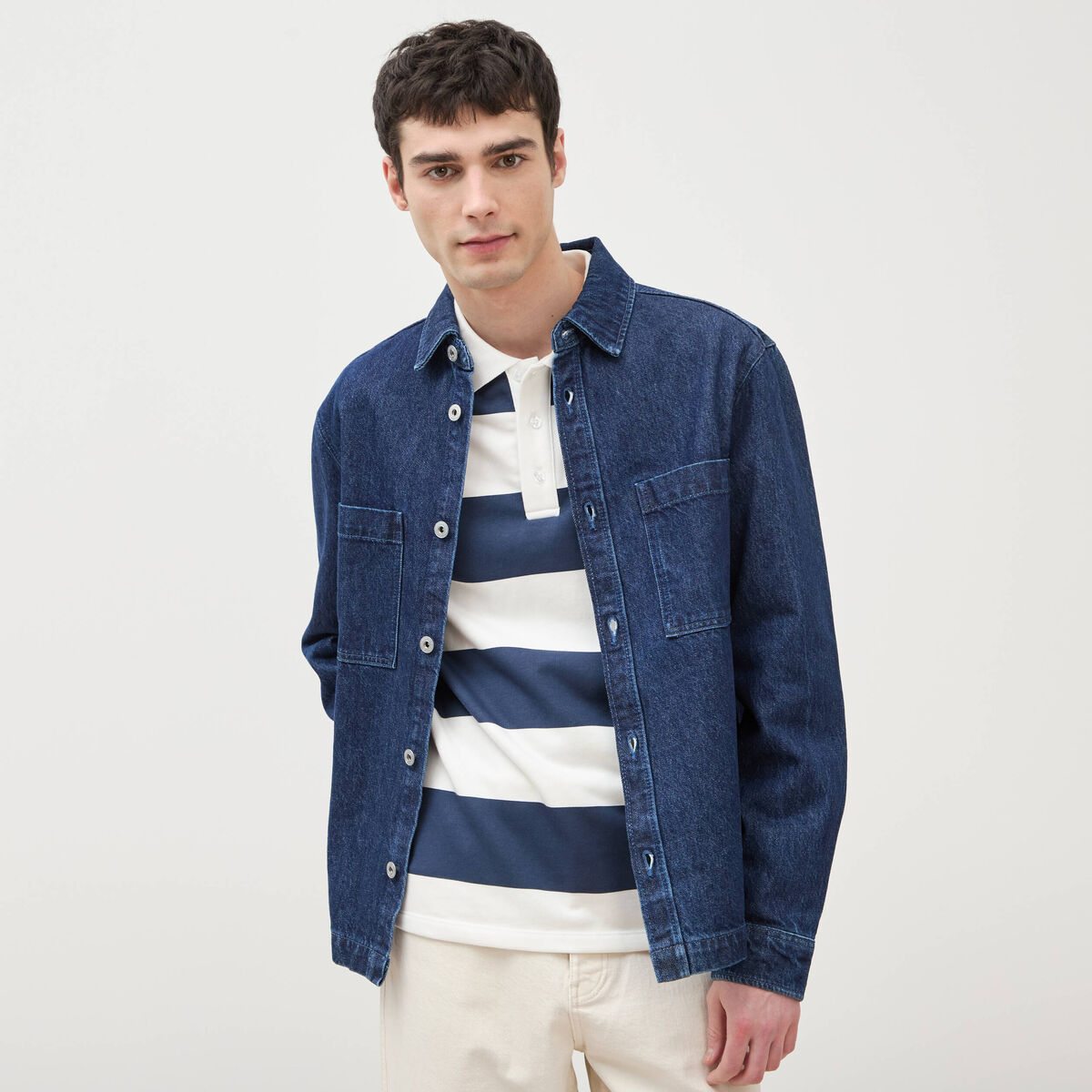 Surchemise en jeans coton coupe droite denim brut homme
