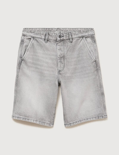 Bermuda en jean coton denim snow gris homme
