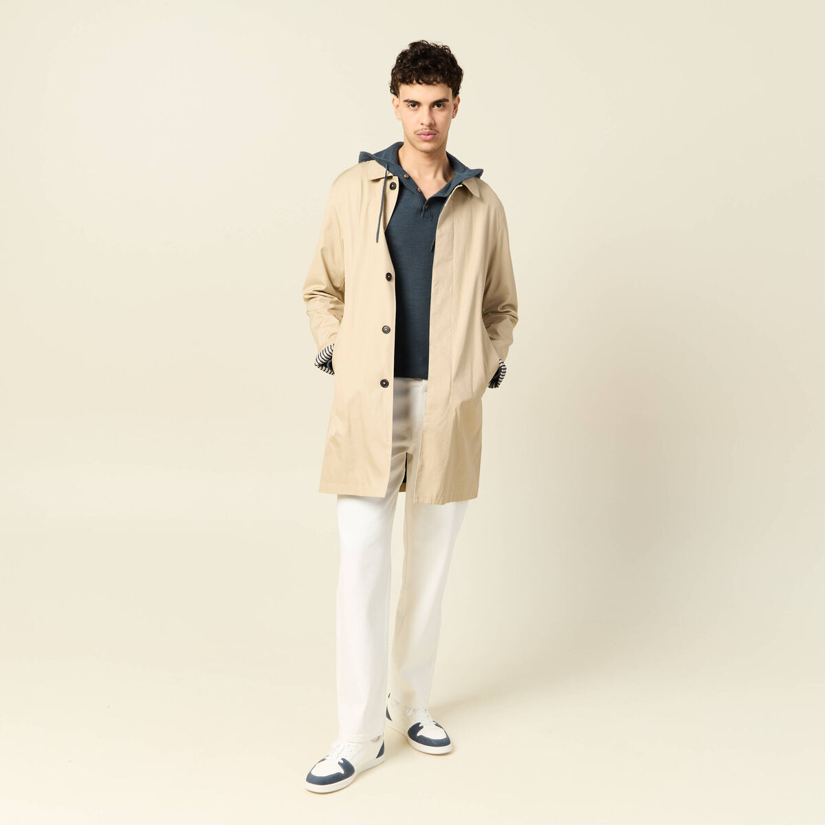 Pull à capuche vert foncé homme