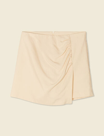 Jupe-short droite zippée creme femme