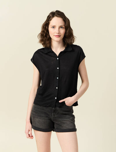Polo manches courtes noir femme