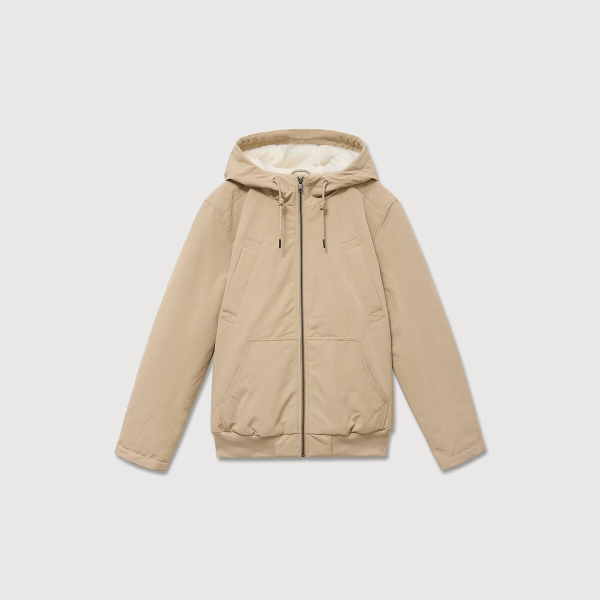 Parka courte &agrave; capuche beige homme
