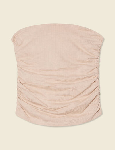 Bustier cropped côtelé beige femme