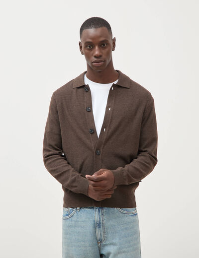 Cardigan manches longues marron homme