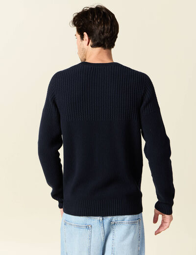 Pull manches longues fabriqué en France bleu marine homme