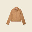 Blouson su&eacute;dine col clout&eacute; beige femme