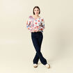 Pull col rond manches longues ecru femme