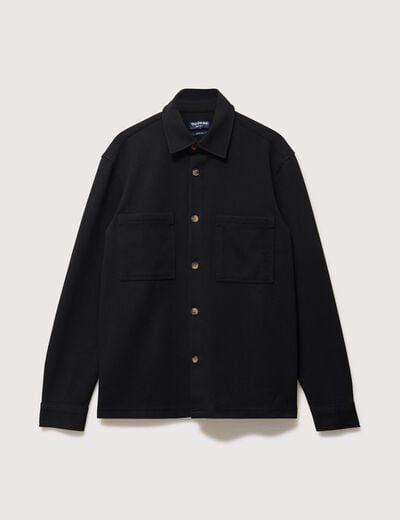 Surchemise droite col am&eacute;ricain noir homme