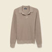Pull droit col polo manches longues vert kaki homme