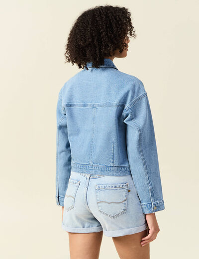 Blouson boutonné en jean denim used femme
