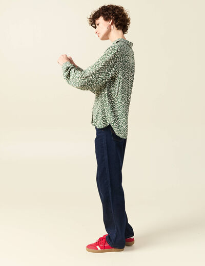 Blouse manches longues vert kaki femme