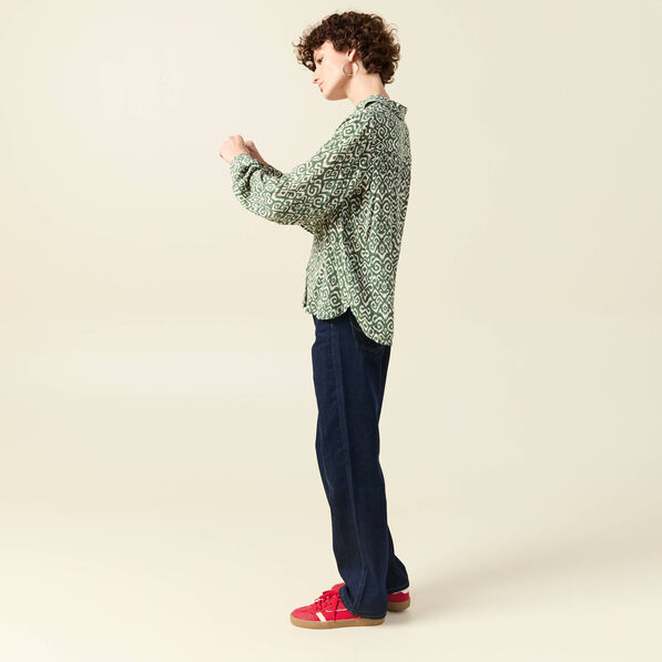 Blouse manches longues vert kaki femme