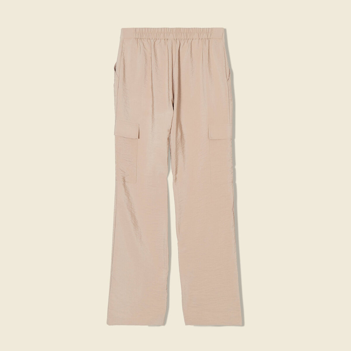 Pantalon cargo fluide beige femme