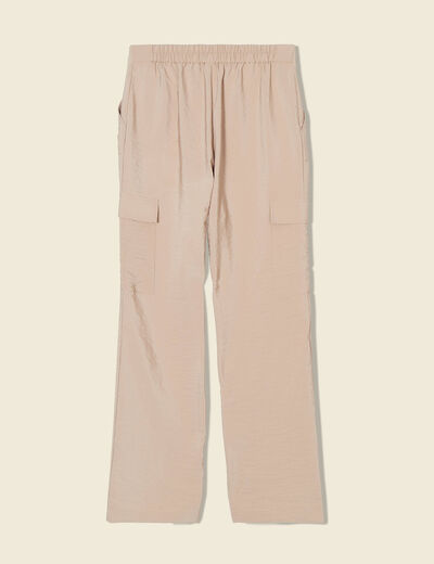 Pantalon cargo fluide beige femme