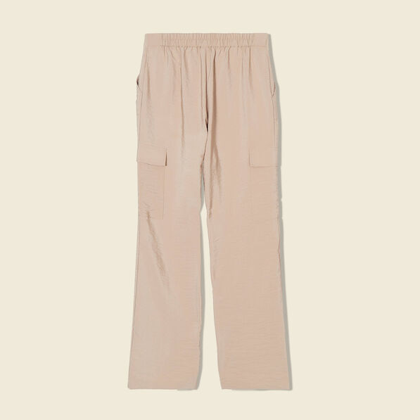Pantalon cargo fluide beige femme