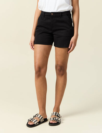 Short chino éco-responsable noir femme