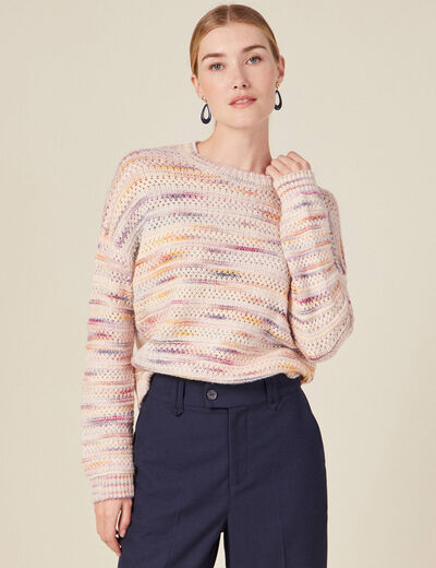 Pull manches longues rose framboise femme