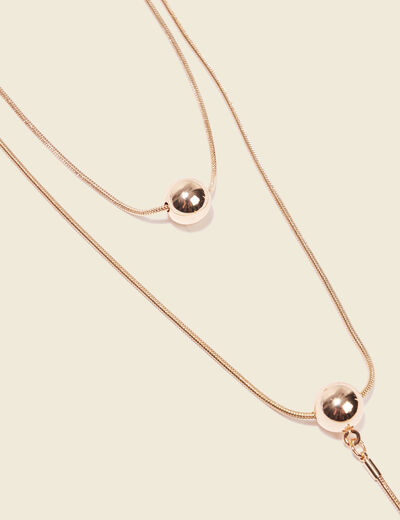 Collier 2 rangs couleur or femme