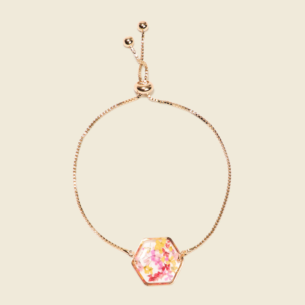 Bracelet résine fleurs séchées rose femme