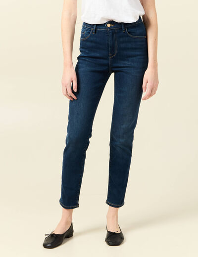 Jeans slim taille haute 7/8ème denim brut femme