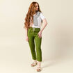 Pantalon carotte fluide vert olive femme