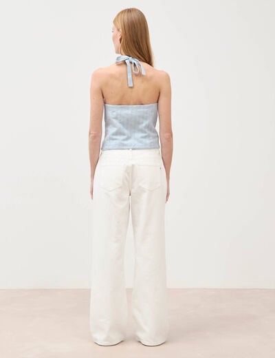 Gilet sans manches col v bleu ciel femme