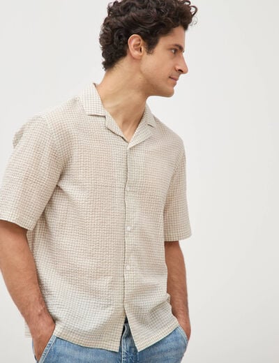 Chemise boyfriend manches courtes ecru homme