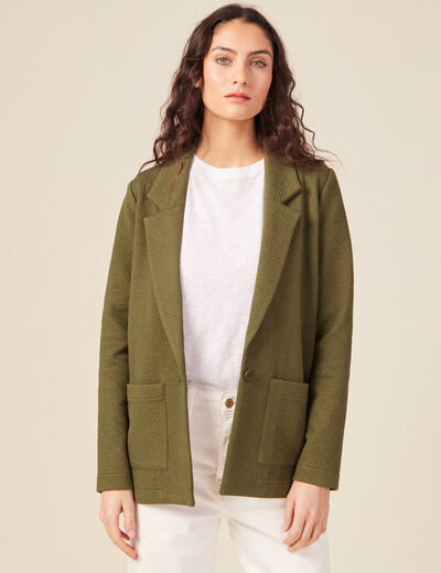 Gilet manches longues vert kaki femme