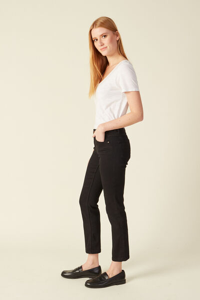 Jeans regular 7/8ème denim noir femme