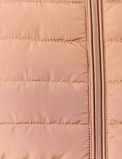 Doudoune ajust&eacute;e mi-longue &agrave; capuche marron clair femme