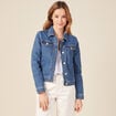 Veste ajust&eacute;e en jeans manches longues denim stone femme