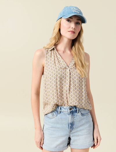 Blouse sans manches blanc femme