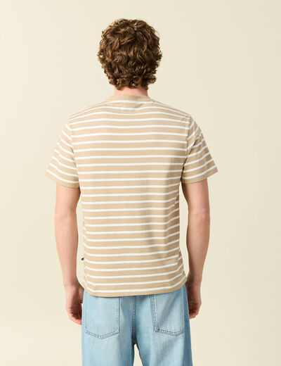 T-shirt en coton manches courtes beige homme