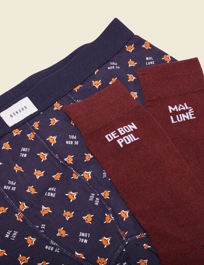 Ensemble boxer et chaussettes multicolore homme