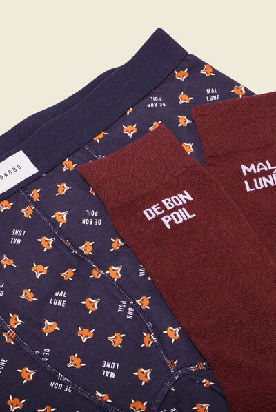 Ensemble boxer et chaussettes multicolore homme
