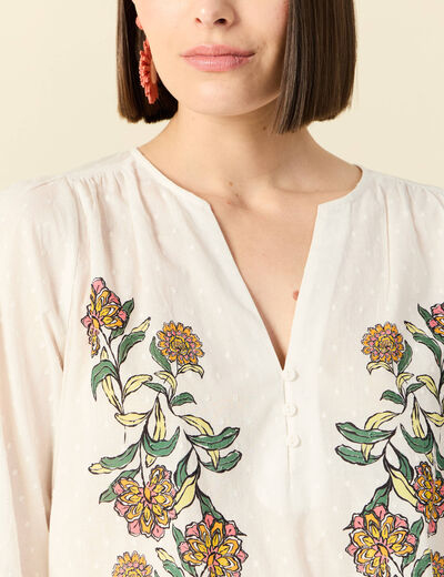Blouse manches 3/4 blanc femme