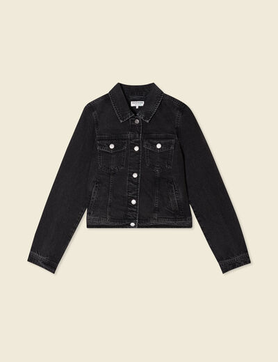 Veste ajustée en jean denim noir femme