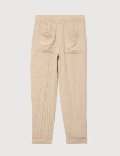 Pantalon taille standard bas resserr&eacute; beige femme