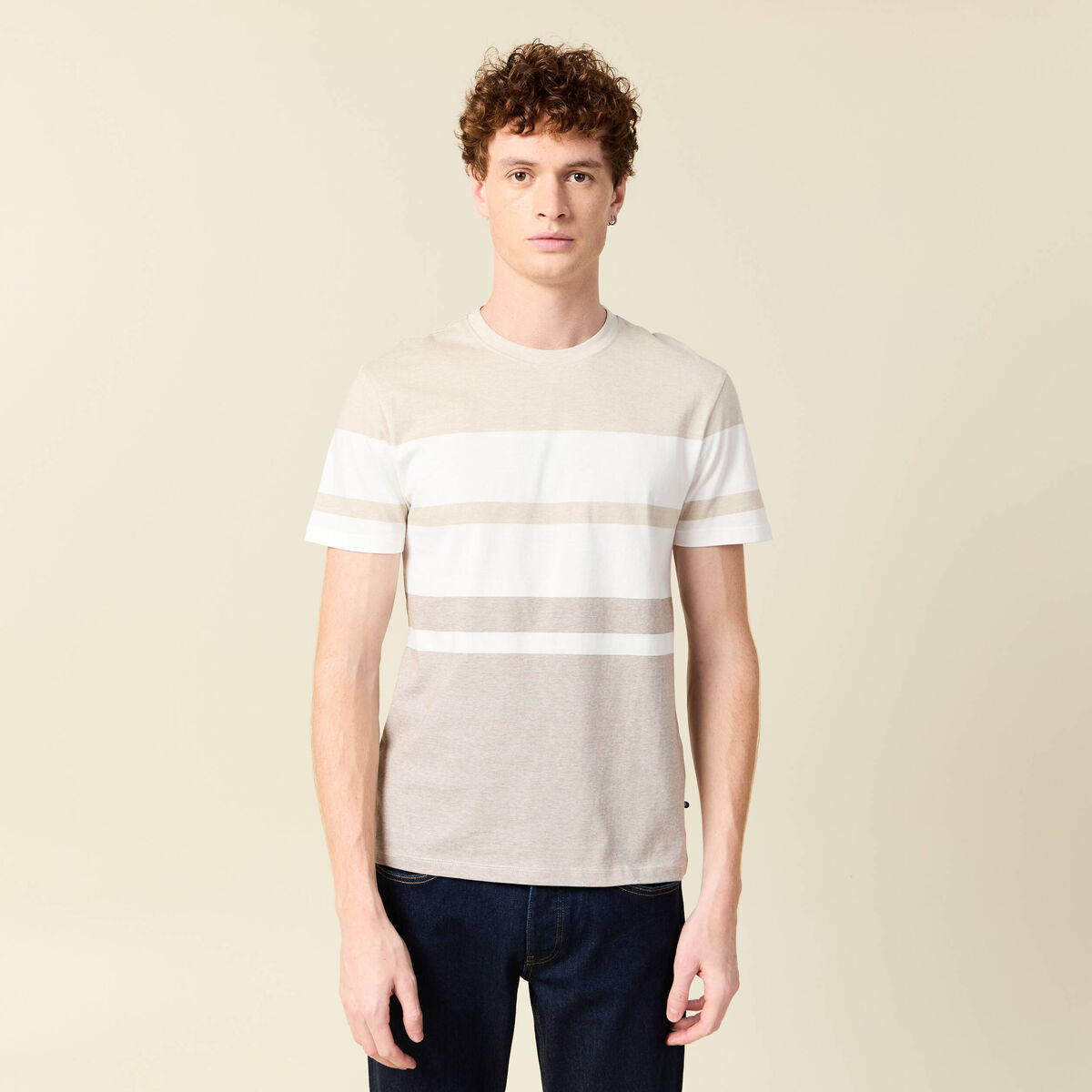 T-shirt manches courtes beige homme