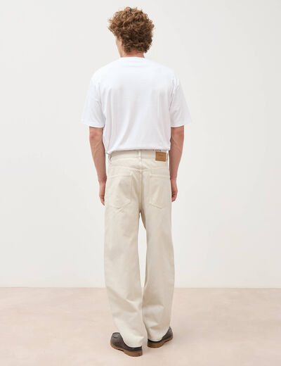 Jeans large longueur 32 en coton denim beige homme