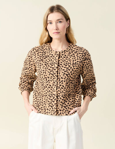 Gilet manches longues camel femme