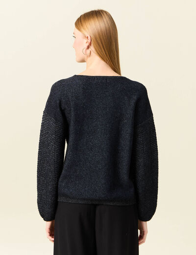 Pull manches longues bleu marine femme