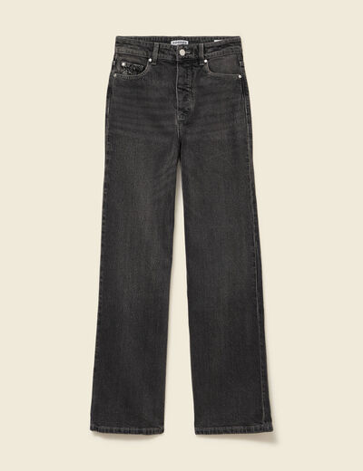 Jeans large taille haute denim snow gris femme