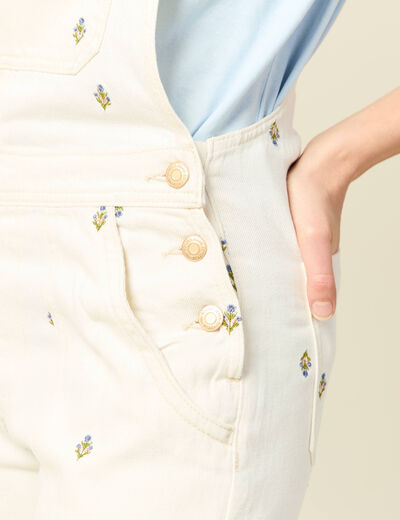 Salopette en jeans &agrave; fines bretelles denim blanc femme