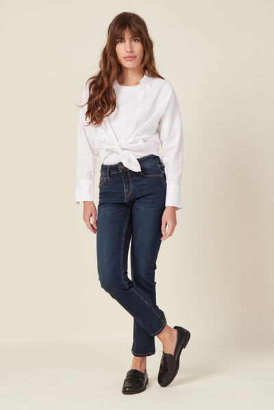 Jeans regular 7/8ème denim brut femme